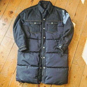 Long Denim Parka Puffer - Jean Winter Jacket